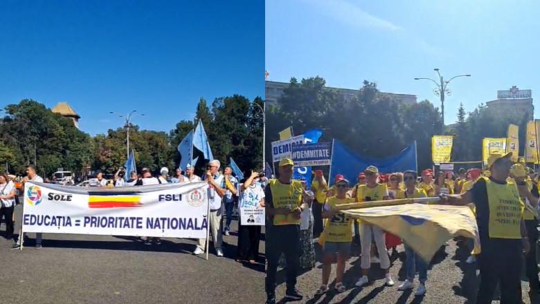 Mii de cadre didactice protestează, la București, împotriva modificărilor aduse sistemului de Educaţie